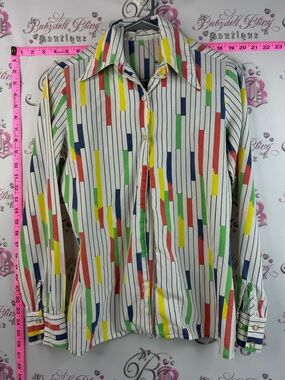 White Stag button up shirt Vertical Stripe Button-Up Shirt Multicolor Blocks